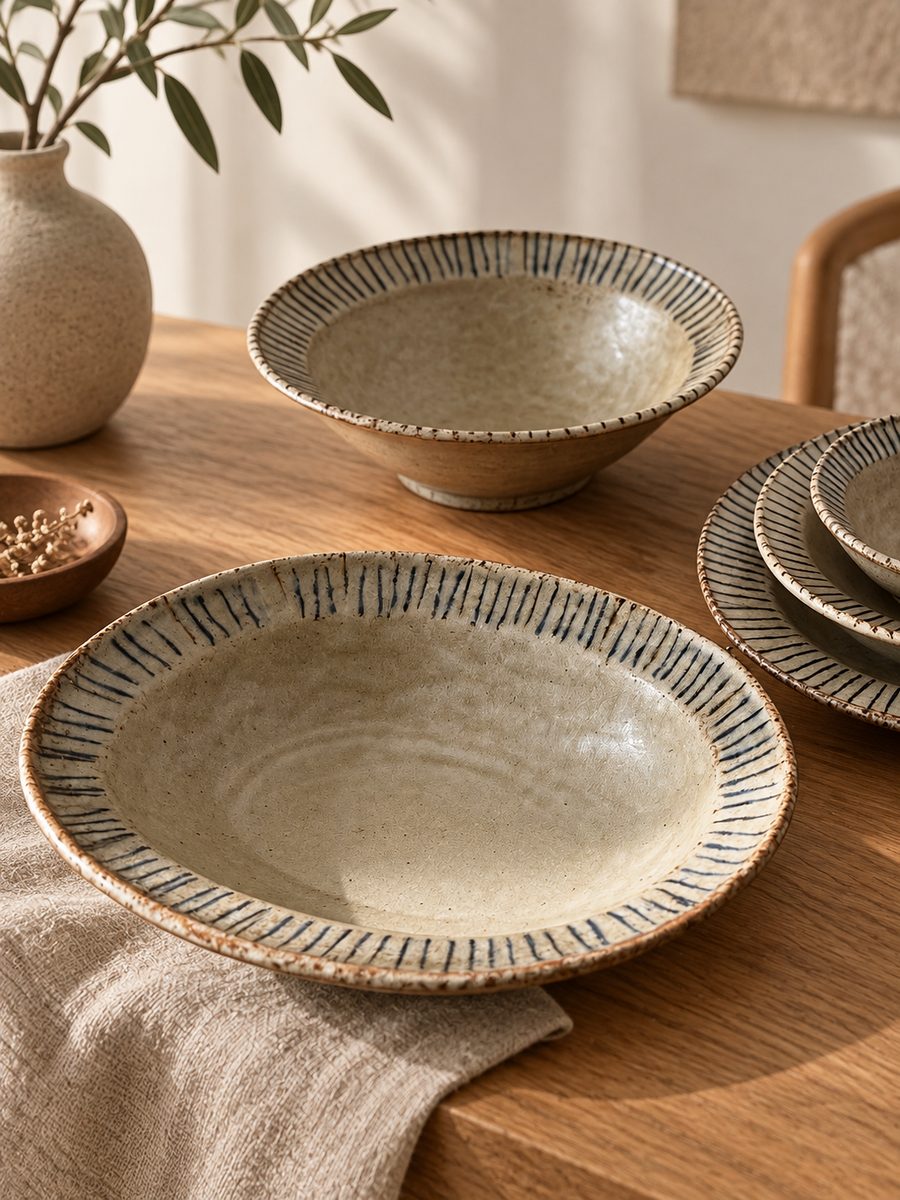 Vaisselle Japandi assiette japonaise glaçure unie
