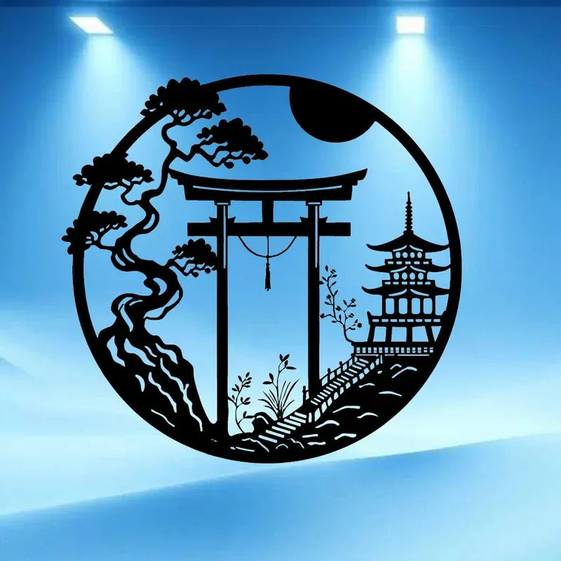 Art mural Torii · oiseau métal