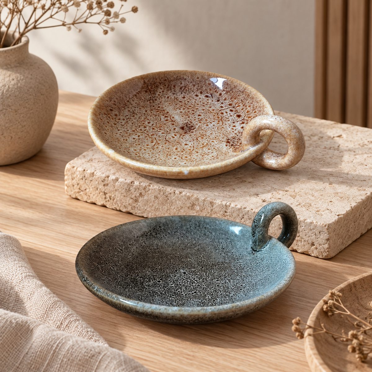 Bougeoir Japandi assiette-bougeoir en céramique