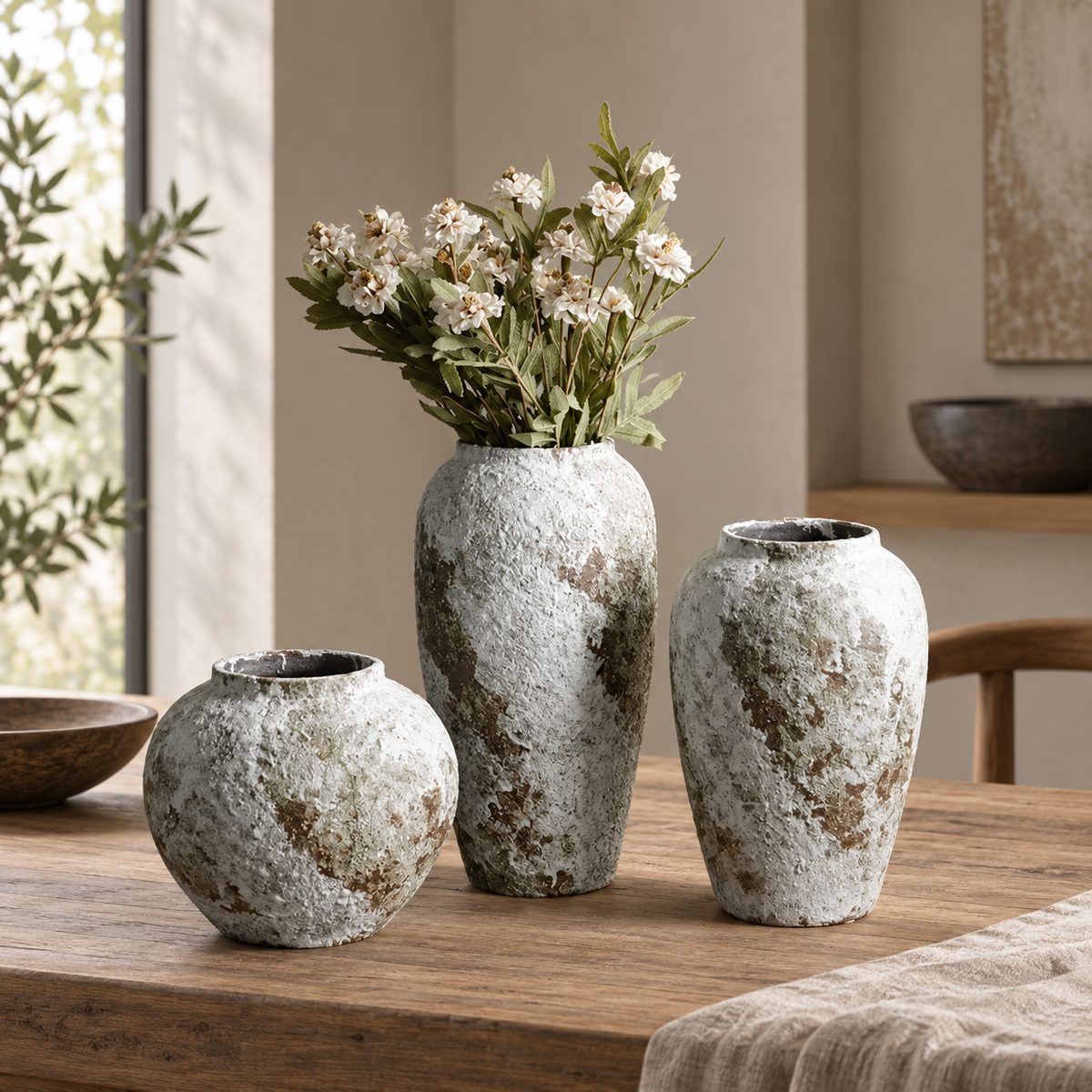 Japandi vase au sol en céramique