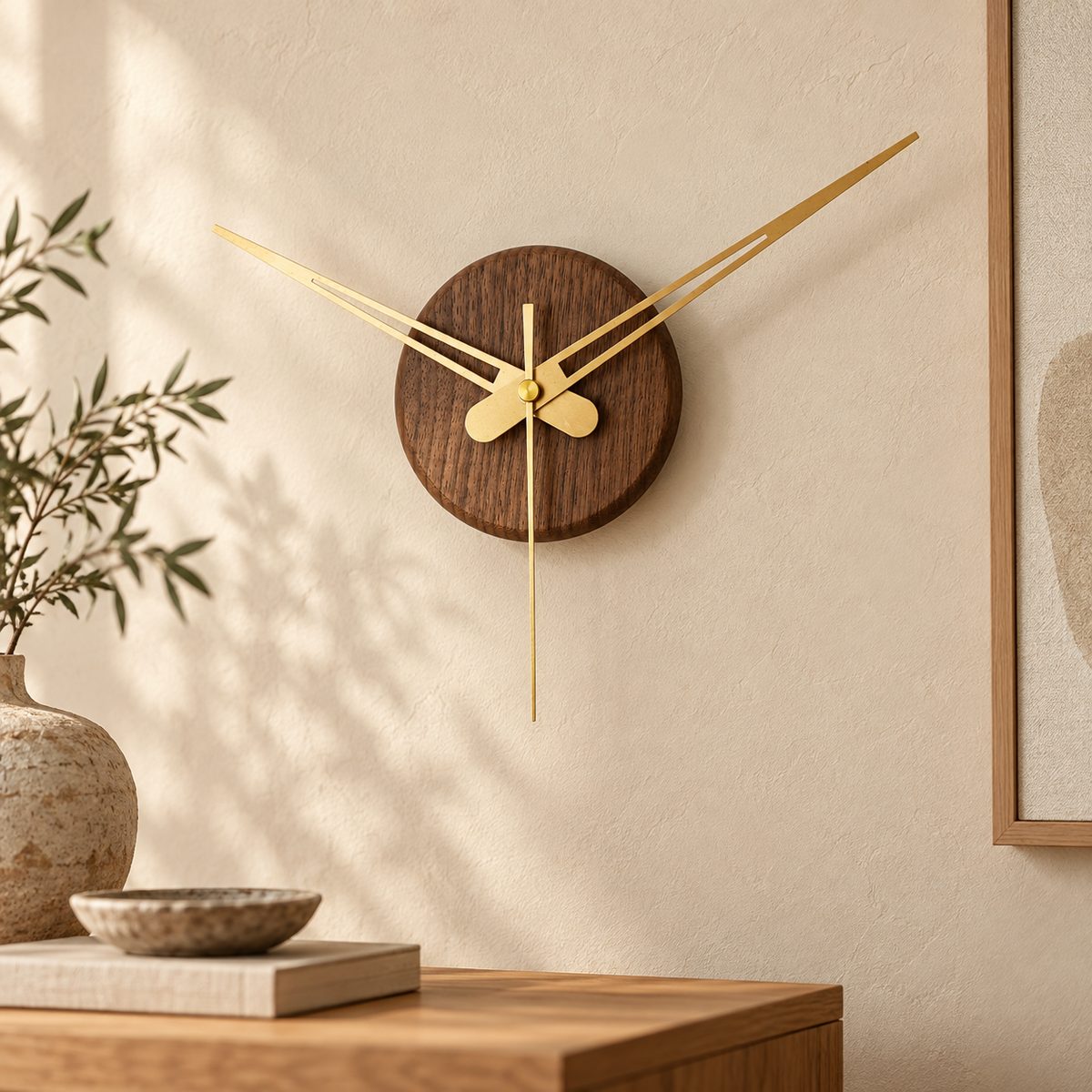 Horloge Japandi noyer scandinave