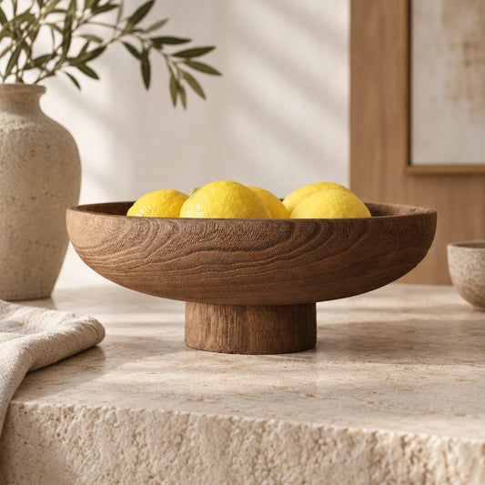 Déco Japandi plateau rond en bois