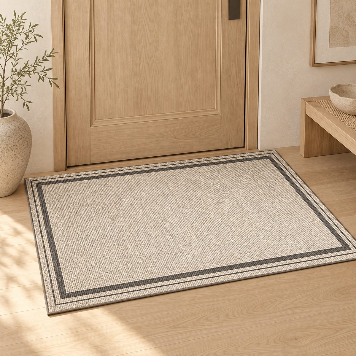 Tapis d'entrée Kage géométrique anthracite
