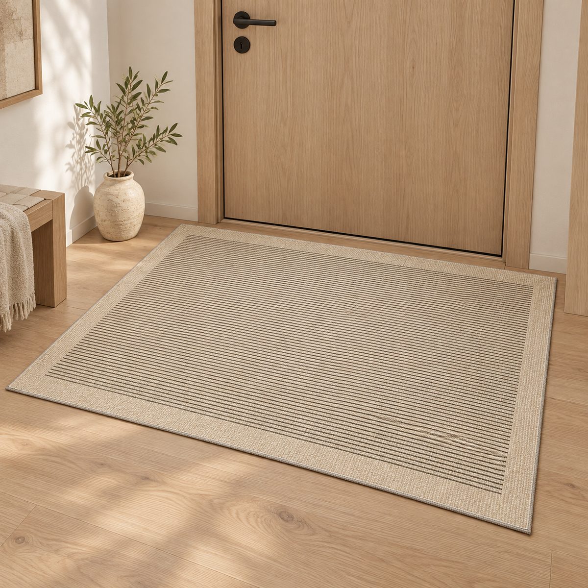 Tapis d'entrée Masa damier beige et noir