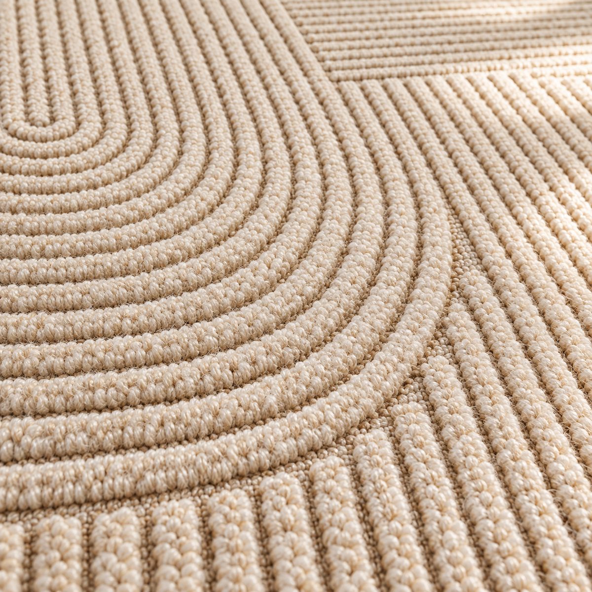 Zoom motif Tapis d'entrée Wa arcs abstraits beige et brun