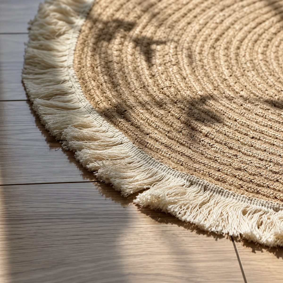 Tapis Fusa rond en coton lavable à franges, vue alternative
