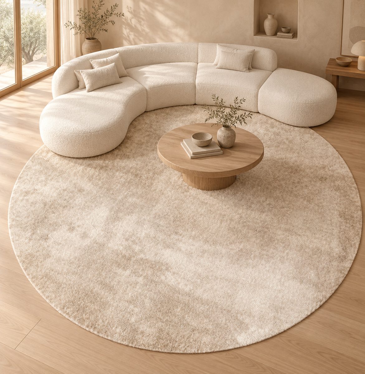 Tapis rond Hamon vague Maillard