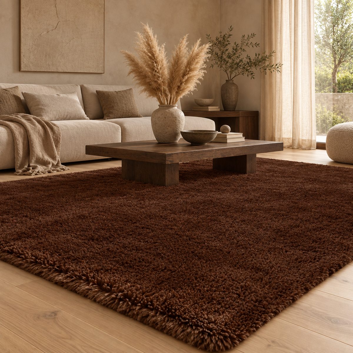 Tapis Kumo poils longs café