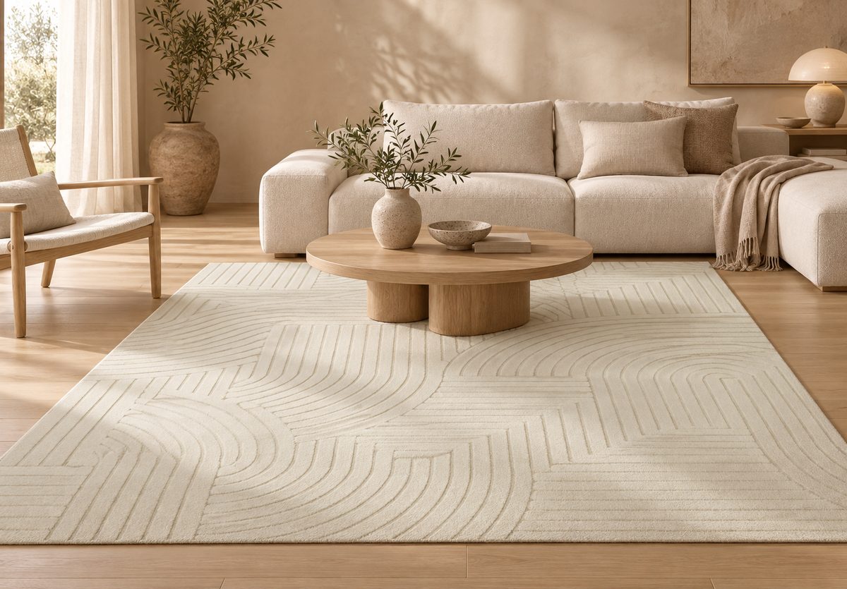 Tapis Nagi salon jacquard blanc