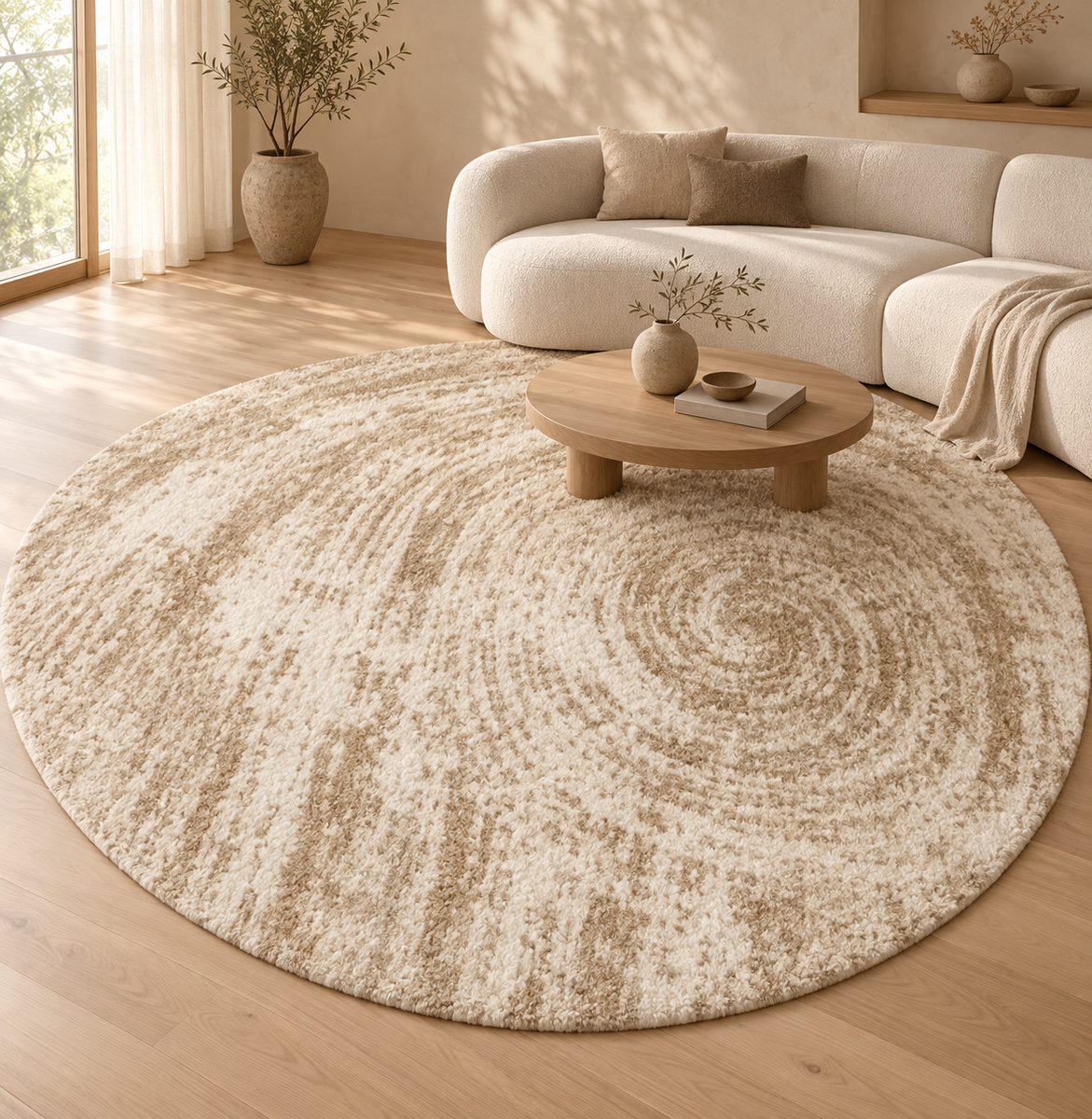 Tapis rond Rasen spirale Maillard