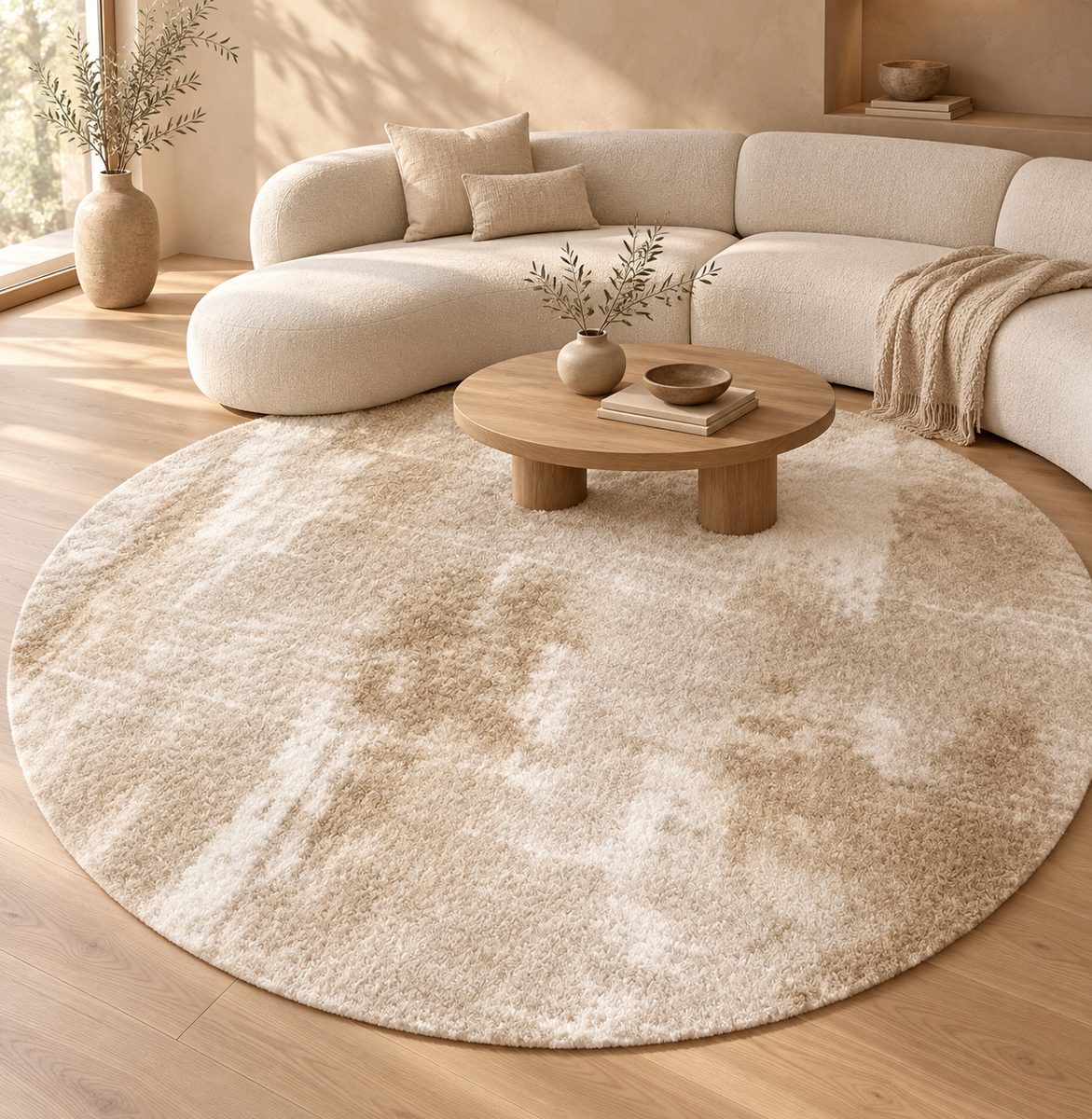 Tapis rond Sakyu dunes Maillard