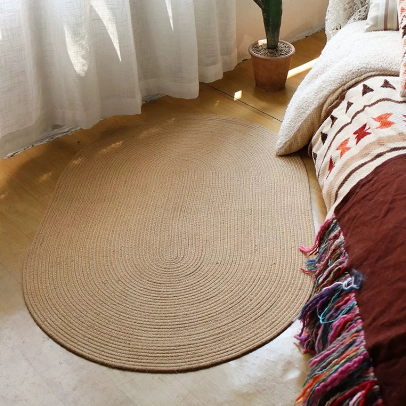 Tapis Tamago · ovale jute tressé