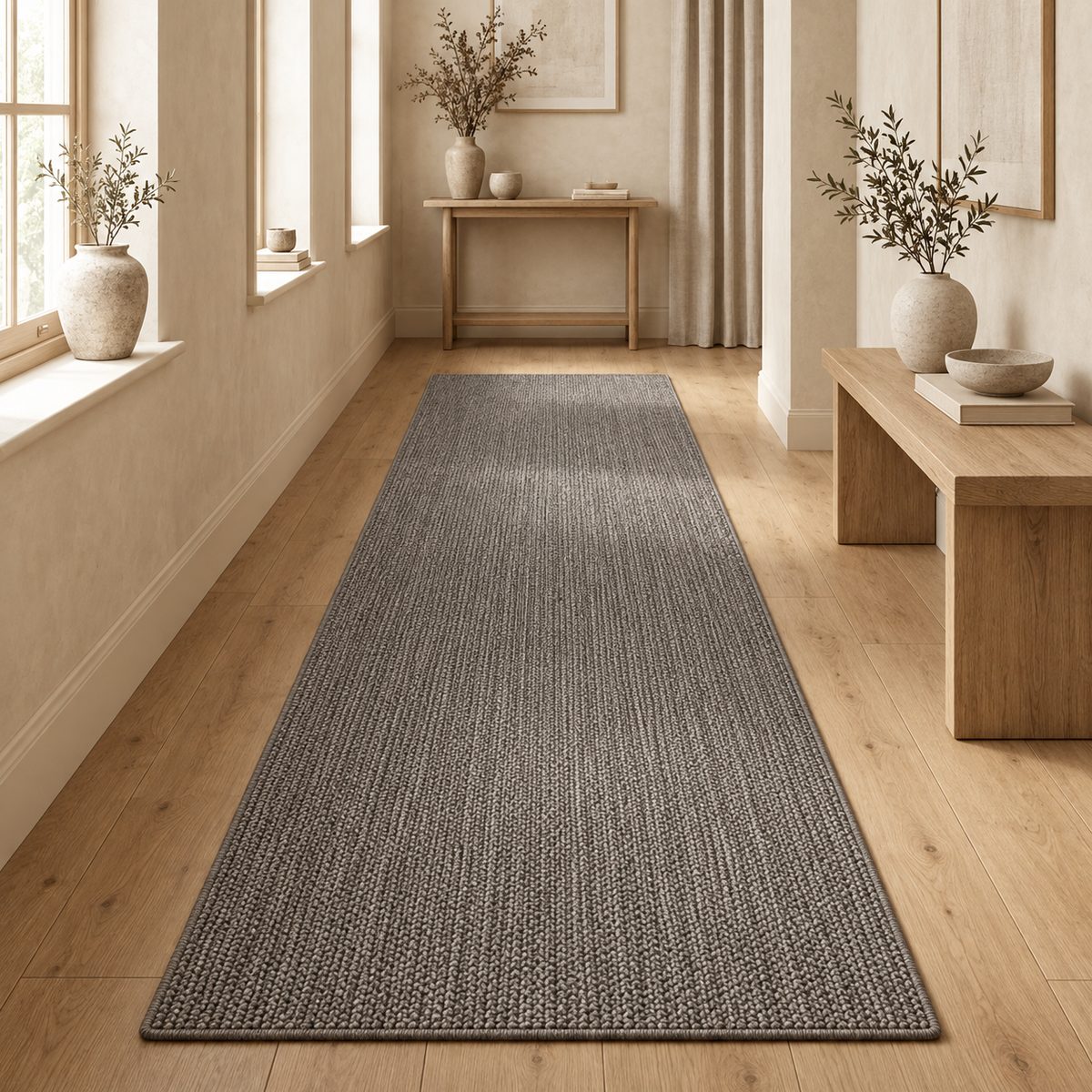 Tapis long Turku peluche gris anthracite