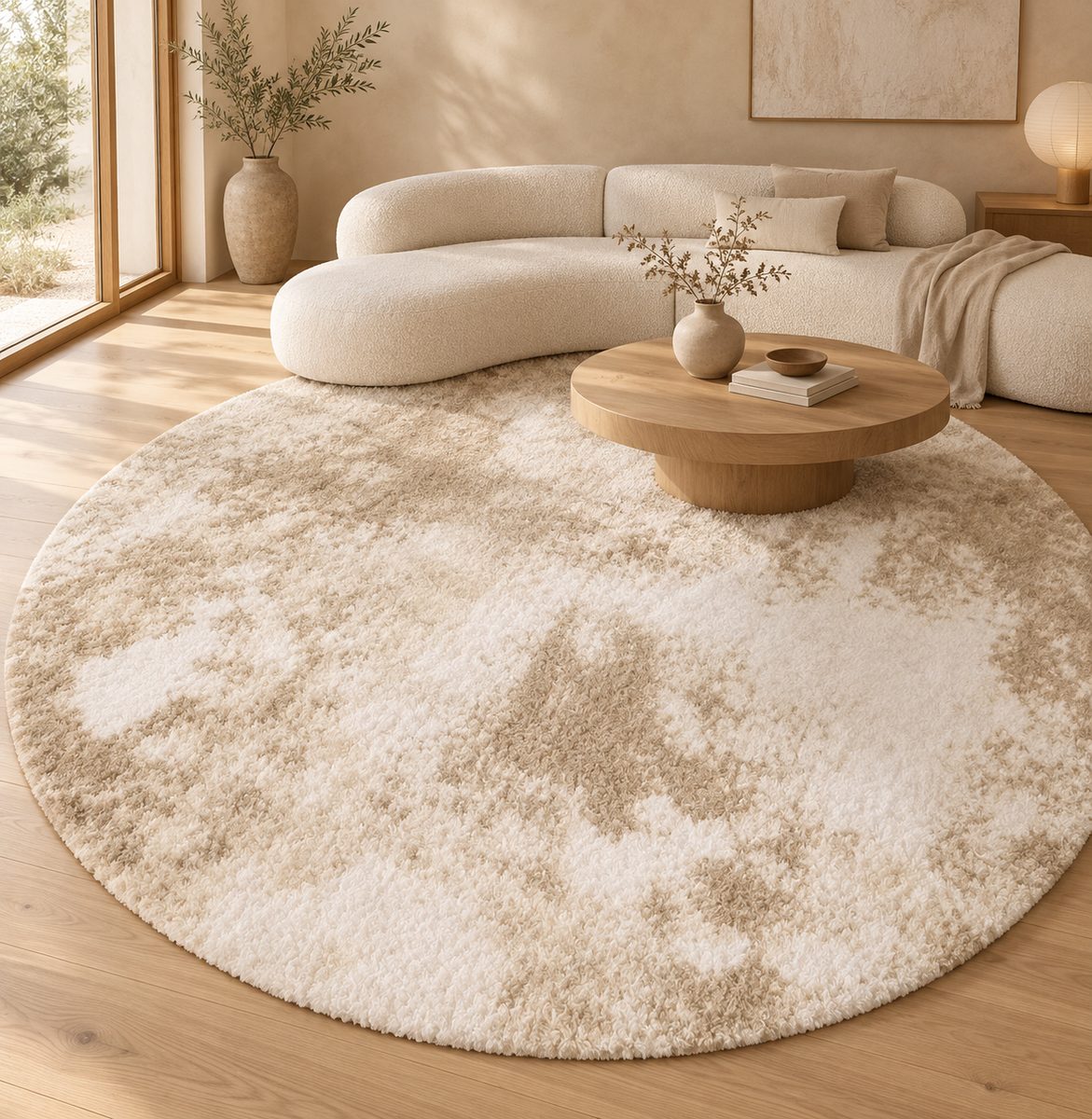 Tapis rond Unkai marbré Maillard