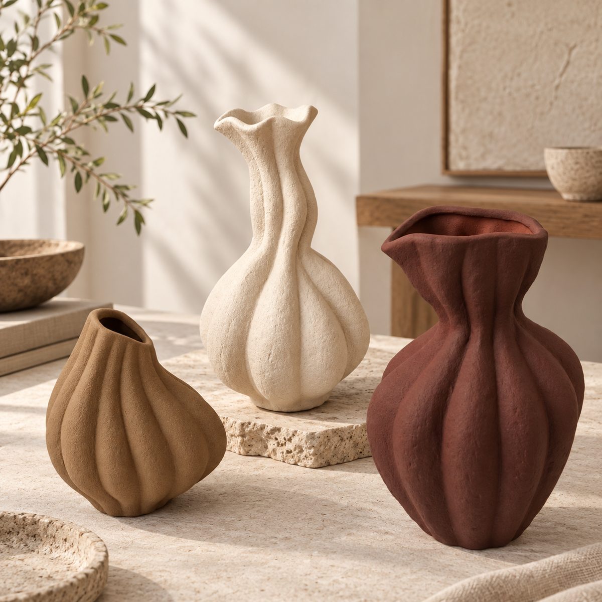 Japandi vase céramique organique fait main